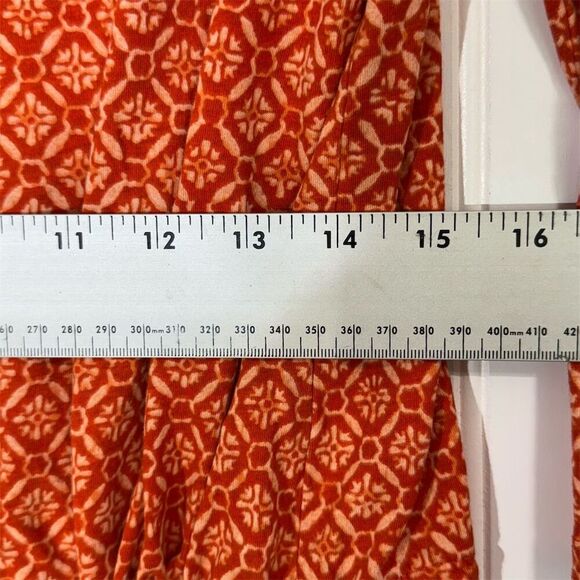 Lauren Ralph Lauren Orange Red Boho Tunic Top Belted 3/4 Sleeve Cottagecore L - Picture 4 of 6